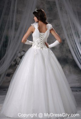 Princess V-neck Flowers Beading Appliques Wedding Dress For Garden