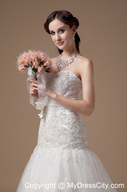 Fashionable Sweetheart Beading Hand Made Flower Wedding Gowns