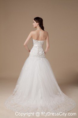 Fashionable Sweetheart Beading Hand Made Flower Wedding Gowns