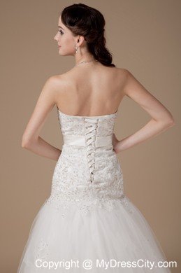 Fashionable Sweetheart Beading Hand Made Flower Wedding Gowns