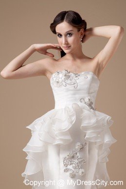 Unique Mermaid Strapless Appliques Ruffles 2013 Spring Wedding Dresses