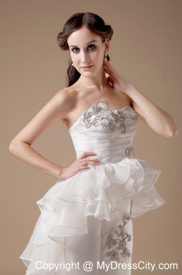 Unique Mermaid Strapless Appliques Ruffles 2013 Spring Wedding Dresses