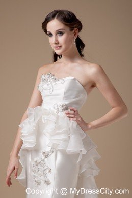 Unique Mermaid Strapless Appliques Ruffles 2013 Spring Wedding Dresses