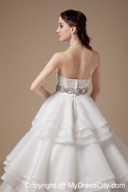 Elegant A-line Strapless Beading Appliques Wedding Dress for Church