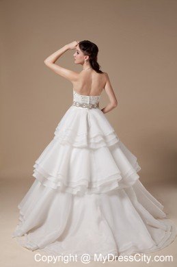 Elegant A-line Strapless Beading Appliques Wedding Dress for Church