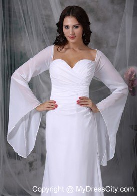 Ruched Sweetheart High-low Wedding Reception Dress with Long Sleeves