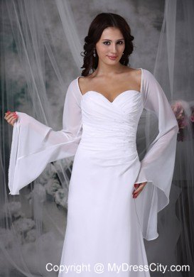 Ruched Sweetheart High-low Wedding Reception Dress with Long Sleeves