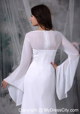 Ruched Sweetheart High-low Wedding Reception Dress with Long Sleeves