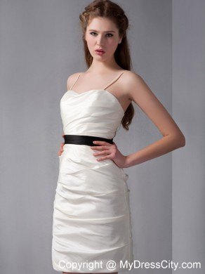 White Column Strapless Mini-length Club Dress with Black Belt