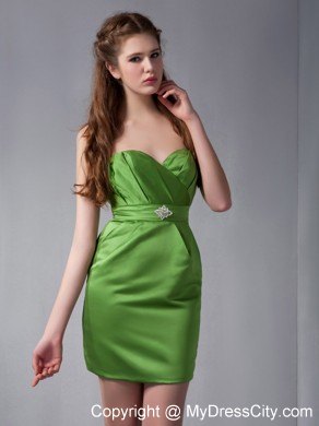 Bright Spring Green Sweetheart Mini-length Beaded Nightclub Dress