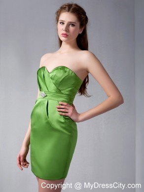 Bright Spring Green Sweetheart Mini-length Beaded Nightclub Dress