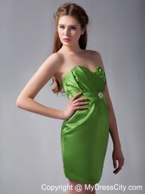 Bright Spring Green Sweetheart Mini-length Beaded Nightclub Dress