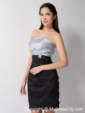 Customized Sliver and Black Strapless Nightclub Dress with Beading