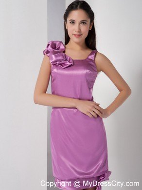 Lavender Column Square Neck Mini-length Hand Flowers Nightclub Dress