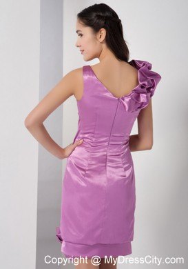 Lavender Column Square Neck Mini-length Hand Flowers Nightclub Dress