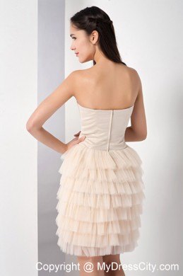 Beauty Champagne Ruffled Layers Strapless Mini-length Club Dress