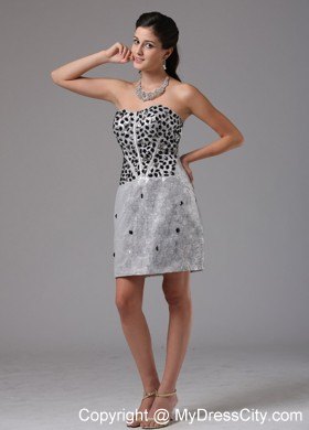 Silver Paillette Mini Nightclub Dress with Black Beading