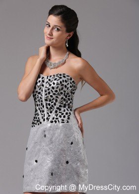 Silver Paillette Mini Nightclub Dress with Black Beading