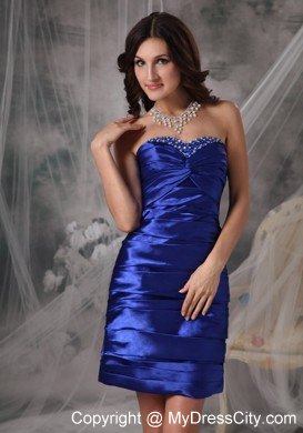 Beading Decorate Sweetheart Ruched Royal Blue Club Wear