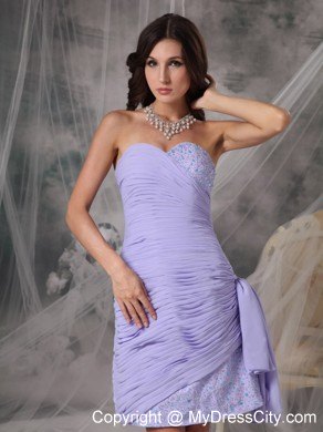 Lilac Side Zipper Ruched Sweetheart Nightclub Dress