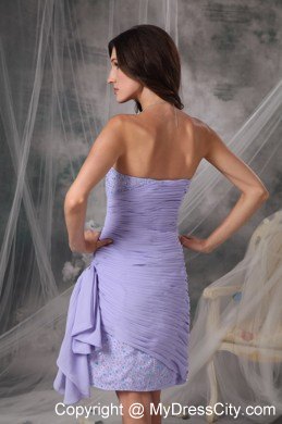 Lilac Side Zipper Ruched Sweetheart Nightclub Dress