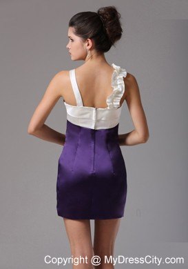 White And Eggplant Purple Mini Flowers Nightclub Dress