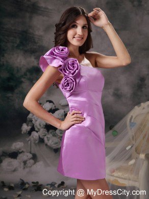 Side Zipper Flowers Decorate One Shoulder Nightclub Dress