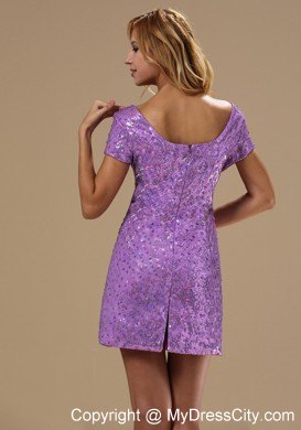 Short Lavender Scoop Nightclub Dress with Sequins