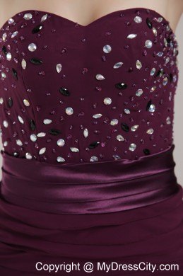 Short Dark Purple Rhinestone Decorate Dress for Nightclub with Jacket