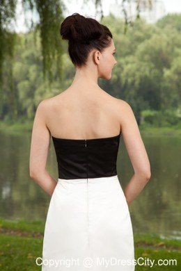 White and Black Strapless Beaded Taffeta Nightclub Dress