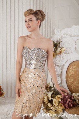 Champagne Column and Sweetheart Nightclub Dress with Sequins