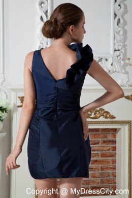 Mini Navy Blue V-neck Prom Nightclub Dress with Asymmetric Straps