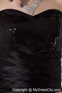 Short Black A-line Sweetheart Clubwear with Sequins and Pick-up