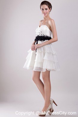 White Princess Sweetheart Ruffled Club Wear with Flower Waist