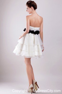 White Princess Sweetheart Ruffled Club Wear with Flower Waist