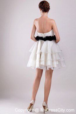 White Princess Sweetheart Ruffled Club Wear with Flower Waist