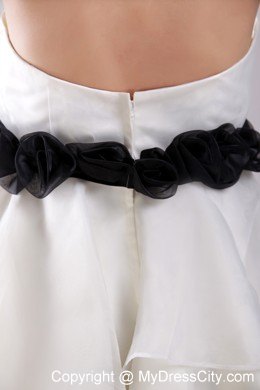 White Princess Sweetheart Ruffled Club Wear with Flower Waist