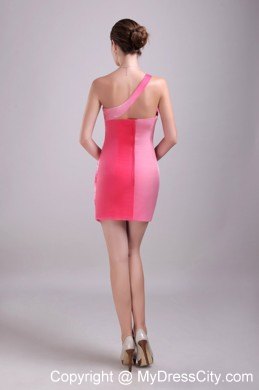 Gorgeous Two-toned Pink One Shoulder Chiffon Beaded Club Wear