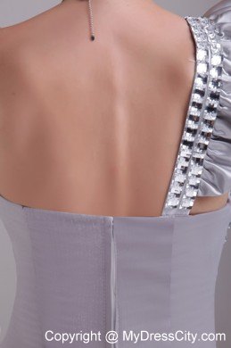 Showy Grey Sheath One-shoulder mini-length Rhinestone Club Wear