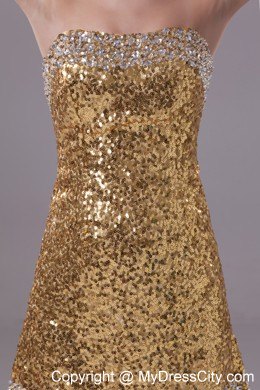 2013 Sparkling Gold Strapless Short Sequin Nightclub Dress