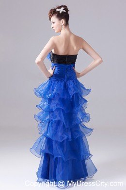 Royal Blue Pageant Dress With Hand Made Flowers and Layers