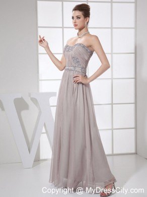 Beading Decorated Sweetheart Ankle-length Grey Pageant Dress