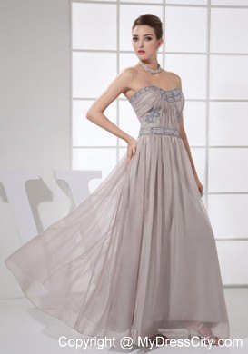 Beading Decorated Sweetheart Ankle-length Grey Pageant Dress