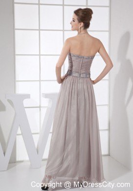 Beading Decorated Sweetheart Ankle-length Grey Pageant Dress