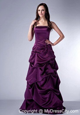 Dark Purple Column Pick-ups Spaghetti Straps Prom Pageant Dress