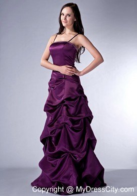 Dark Purple Column Pick-ups Spaghetti Straps Prom Pageant Dress