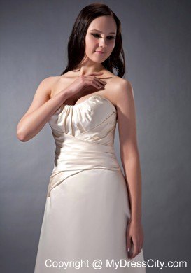 Off White Satin Ruched Ankle-length Strapless Pageant Dresses