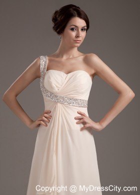 Single Shoulder Sweetheart Sweep Train Chiffon Pageant Dress