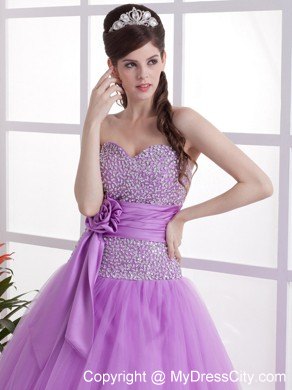 Lavender Floor-length Pageant Gown with Beading