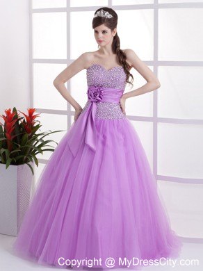 Lavender Floor-length Pageant Gown with Beading